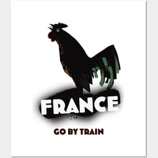 France cockerel "Go By Train" Posters and Art